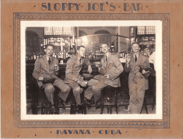 LeRoy Reinburg, Jr., (second from left) with U.S. Coast Guard Academy classmates at Sloppy Joe's Bar in Havana, Cuba, 1944. 
